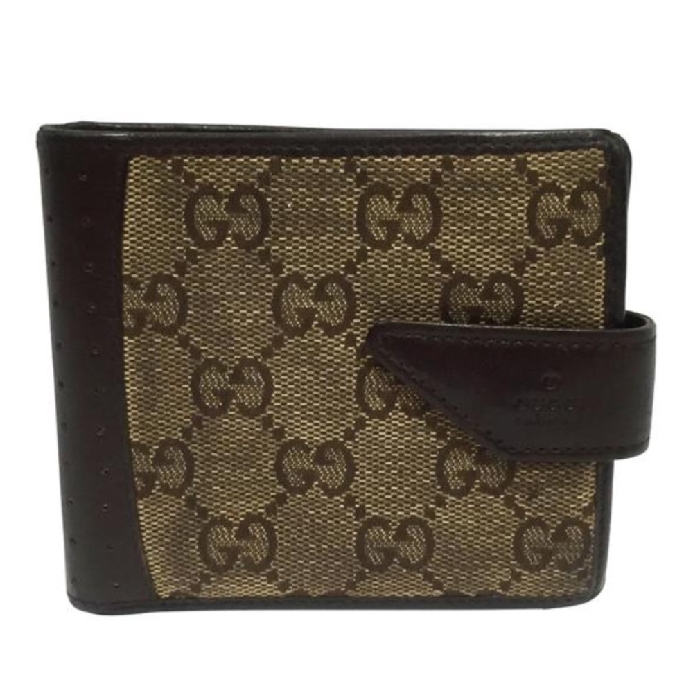 Gucci brown monogram canvas and leather bifold wallet
